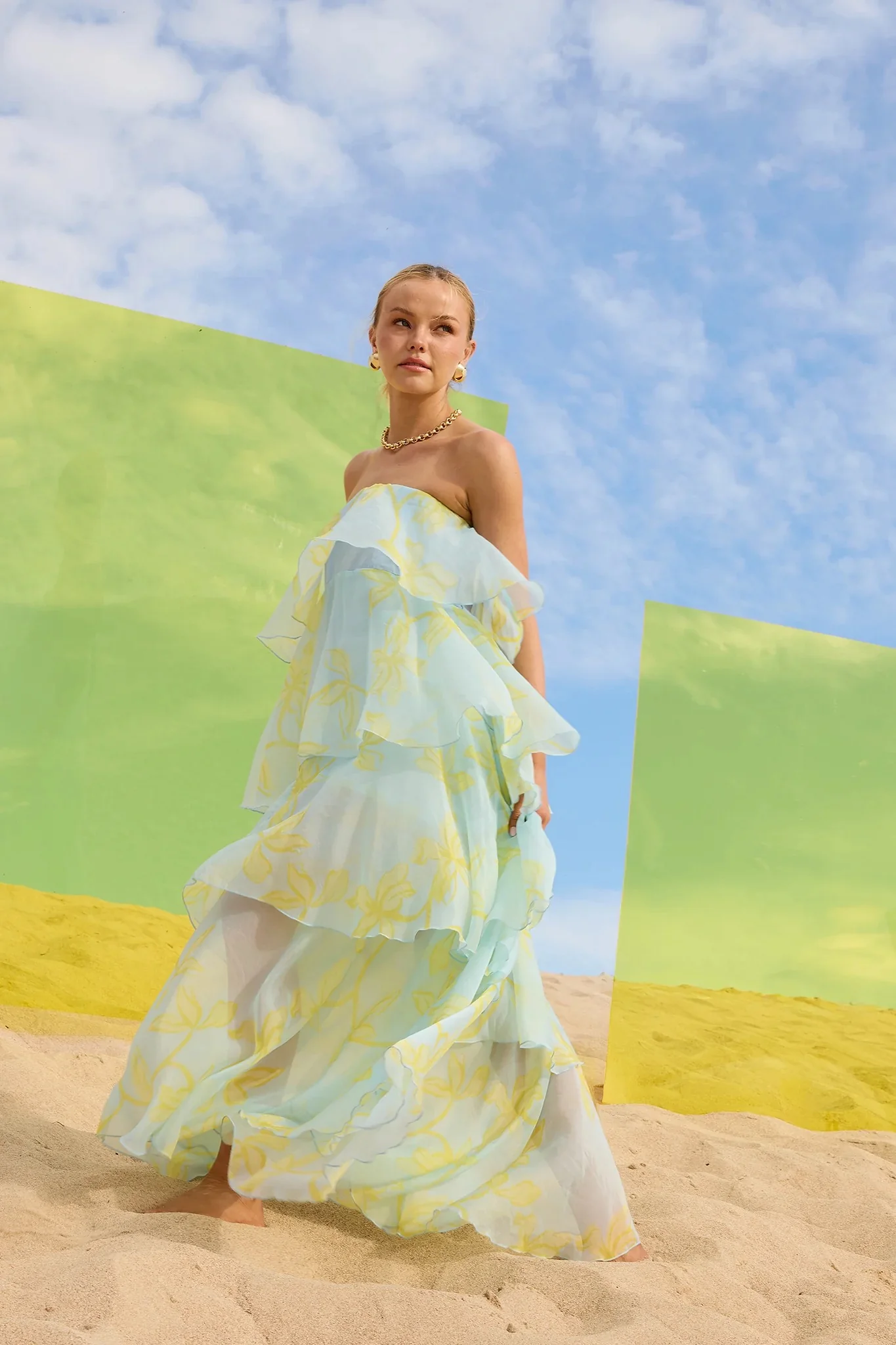 Pasduchas Jasmin Tiered Maxi Dress - Ocean Honey - Image 2