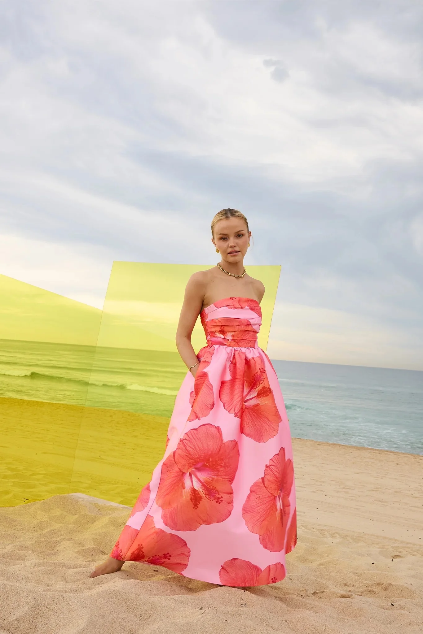 Pasduchas Kalani Strapless Midi Dress - Raspberry - Image 3
