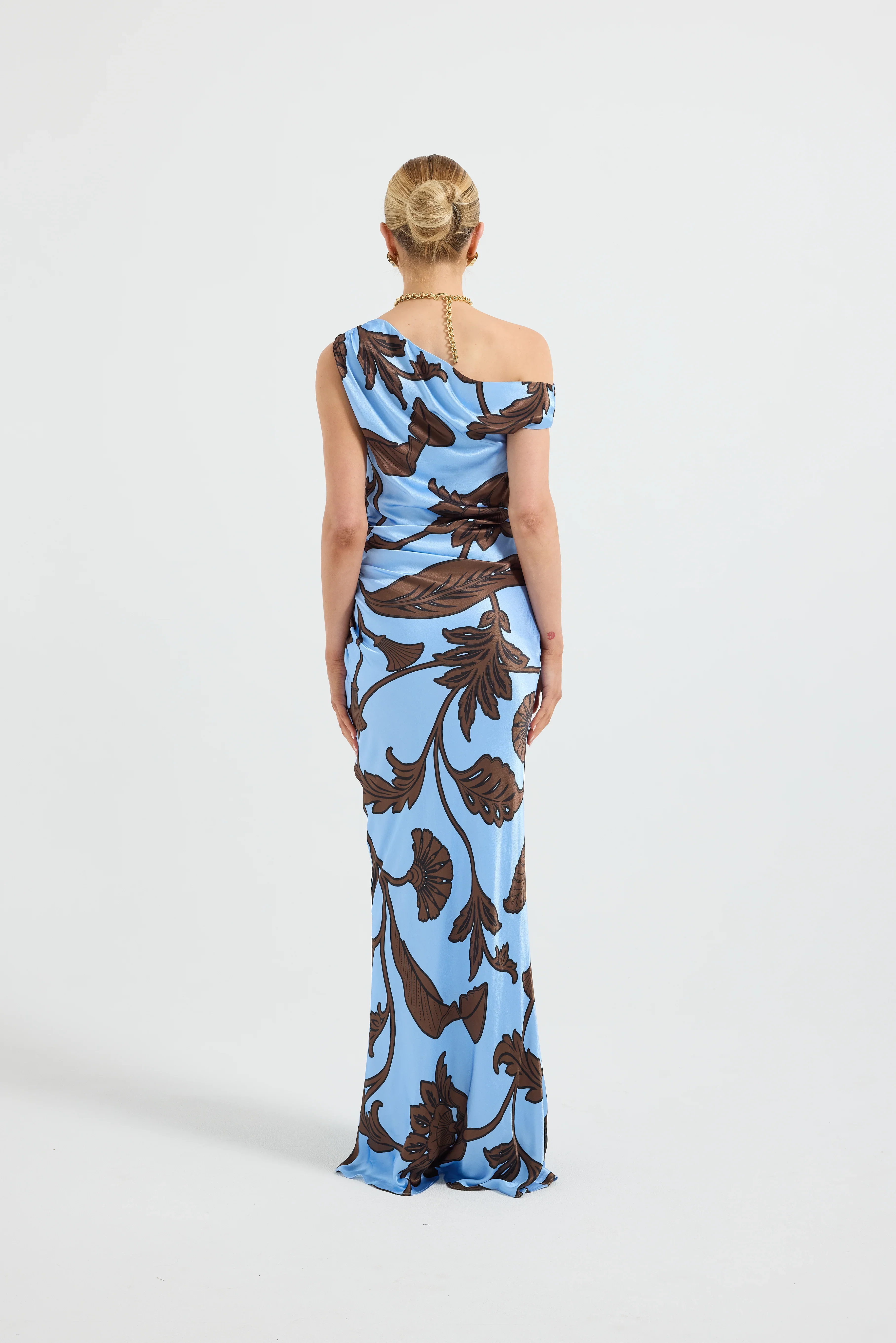Pasduchas Luca Shoulder Maxi Dress - Blue Floral - Image 3