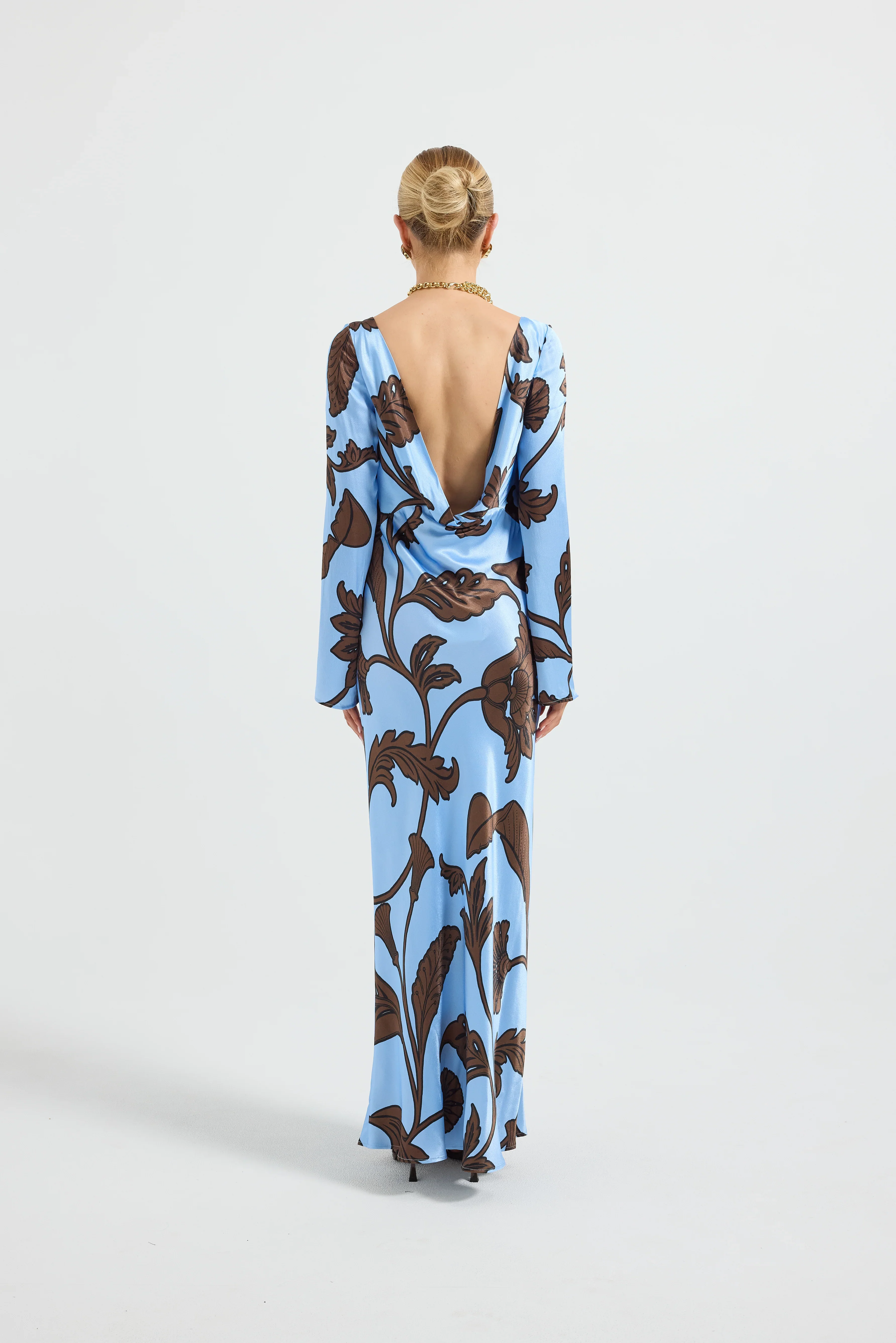 Pasduchas Luca Sleeve Midi Dress - Blue Floral - Image 3