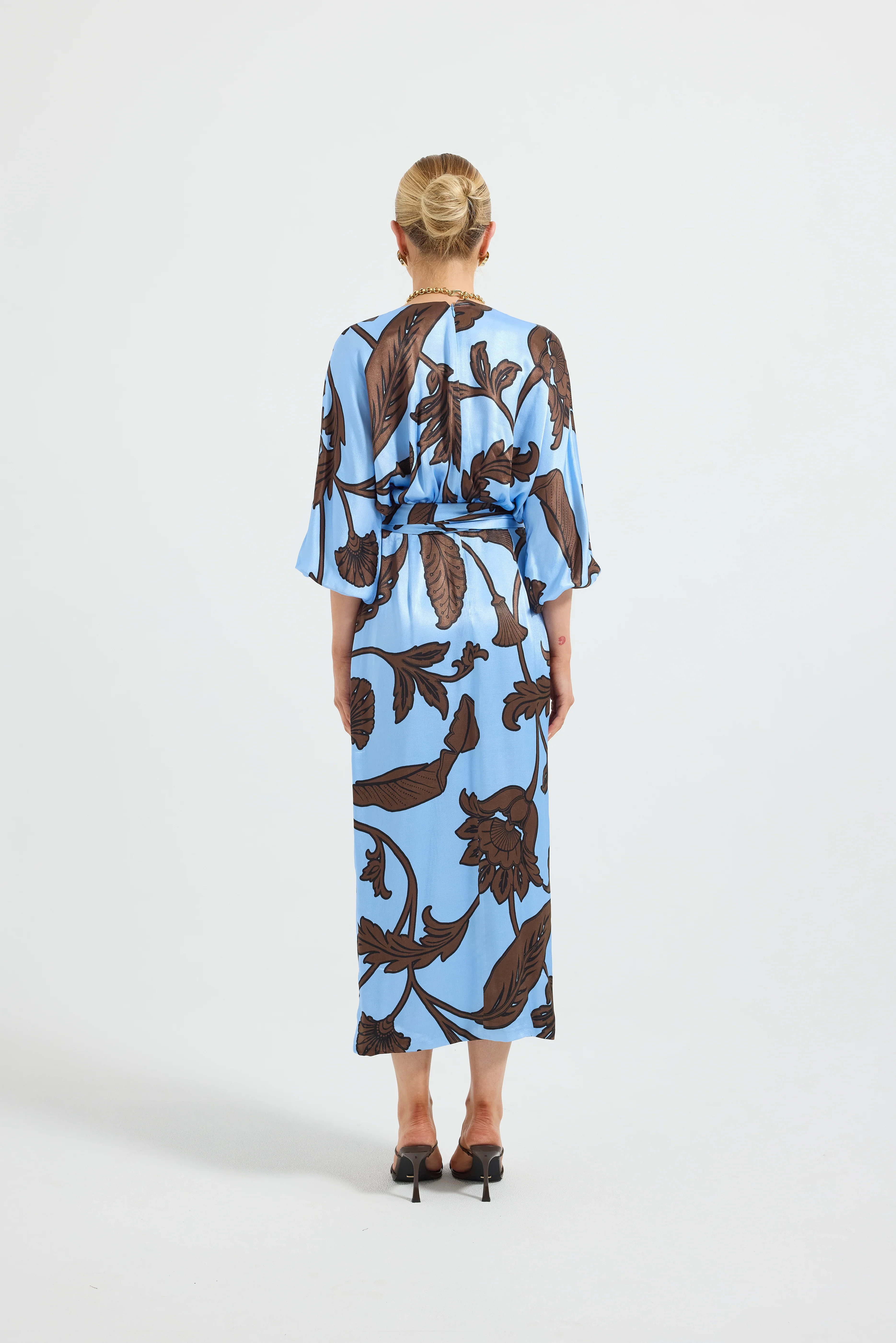 Pasduchas Luca Wrap Midi Dress - Blue Floral - Image 3