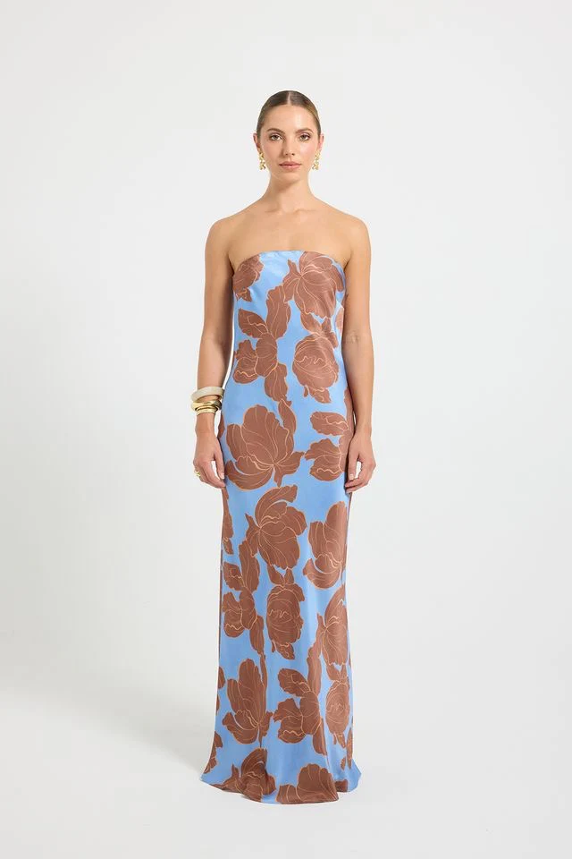 Pasduchas Lucent Strapless Maxi Dress - Choc Ocean