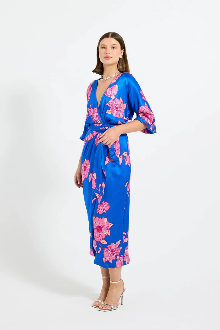 Pasduchas Margot Wrap Midi Dress - Cobalt - Image 3