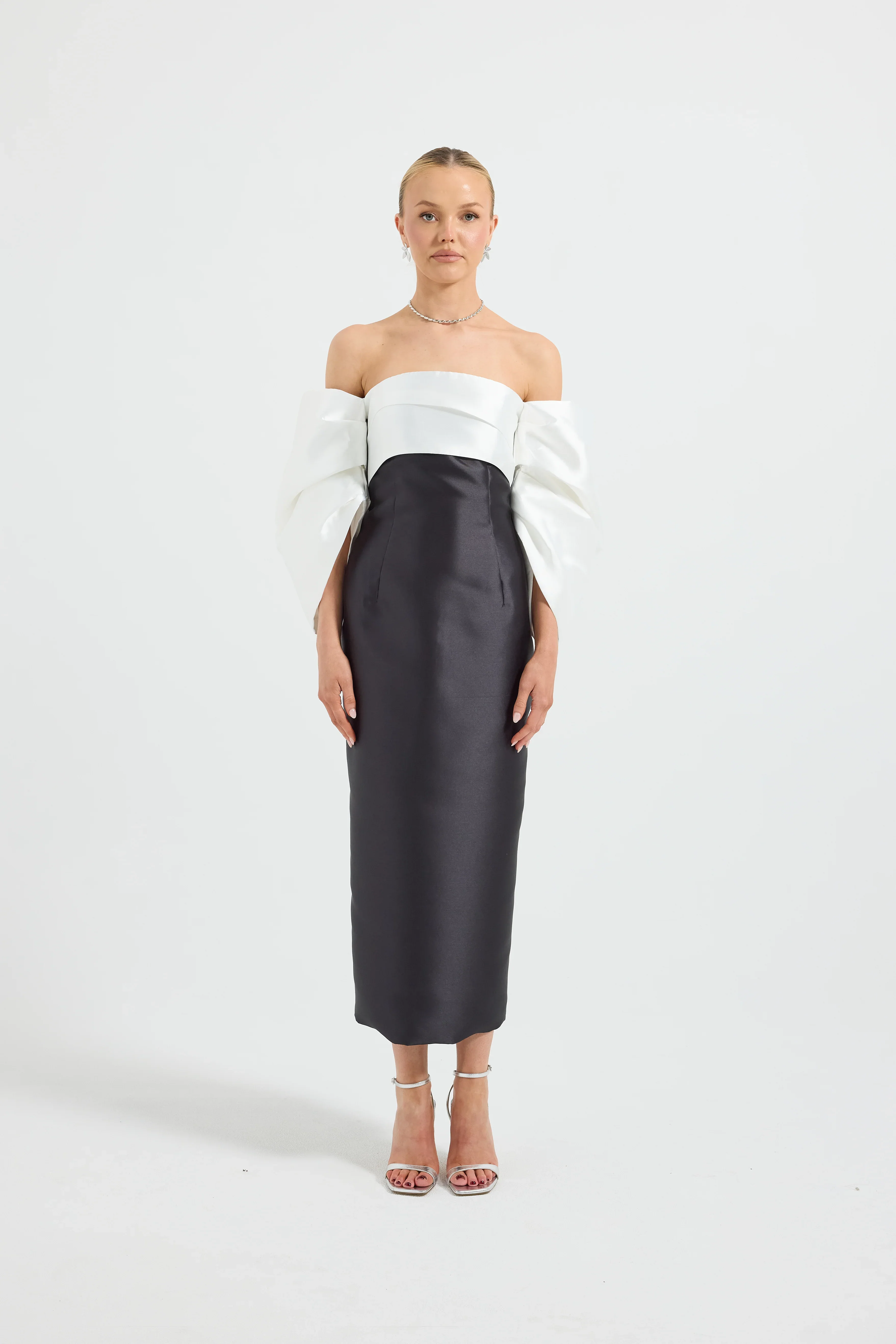 Pasduchas Matilda Shoulder Midi Dress - Black/White