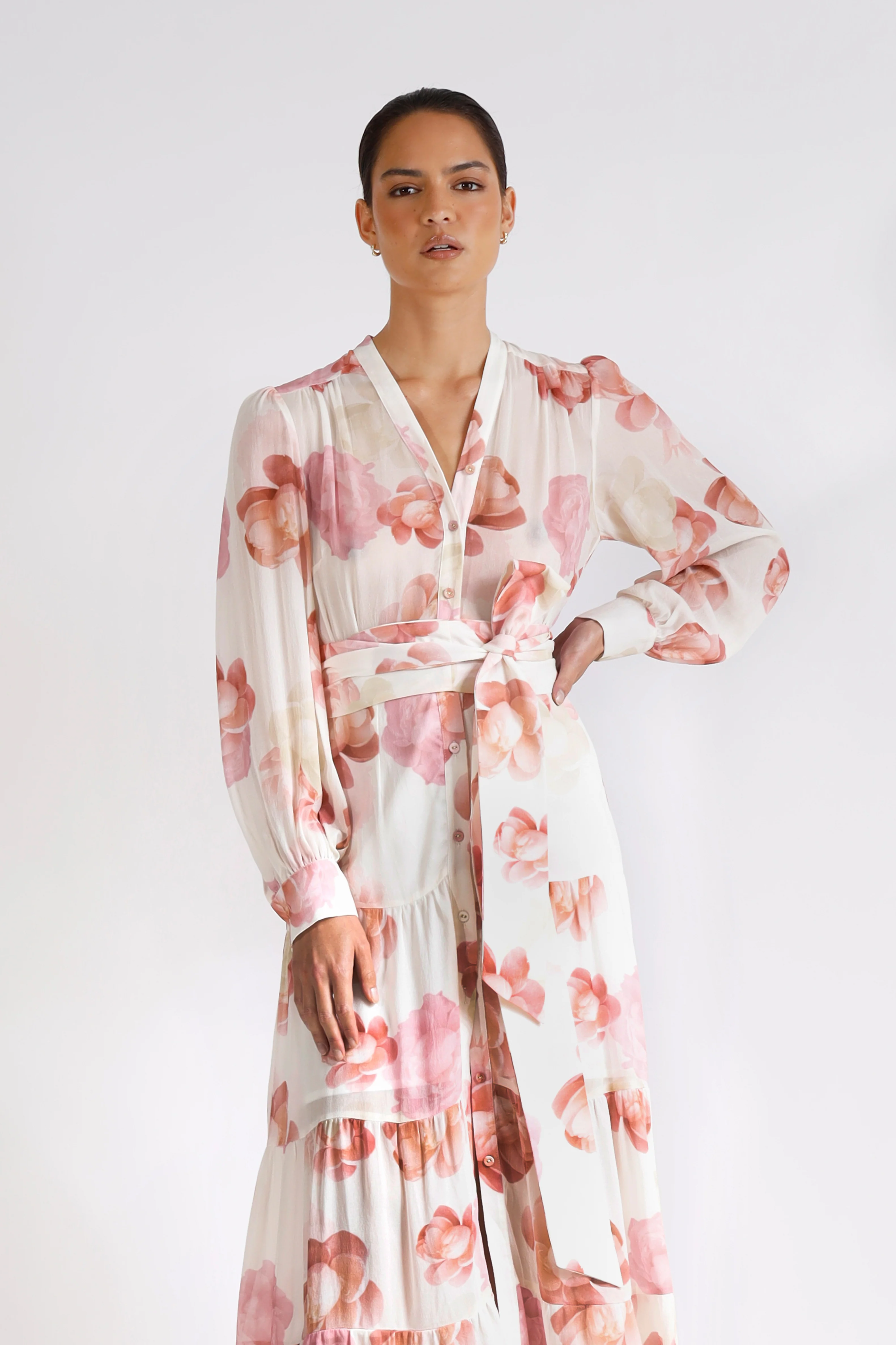 Pasduchas Memoirs Shirt Midi Dress - Pink Floral - Image 2