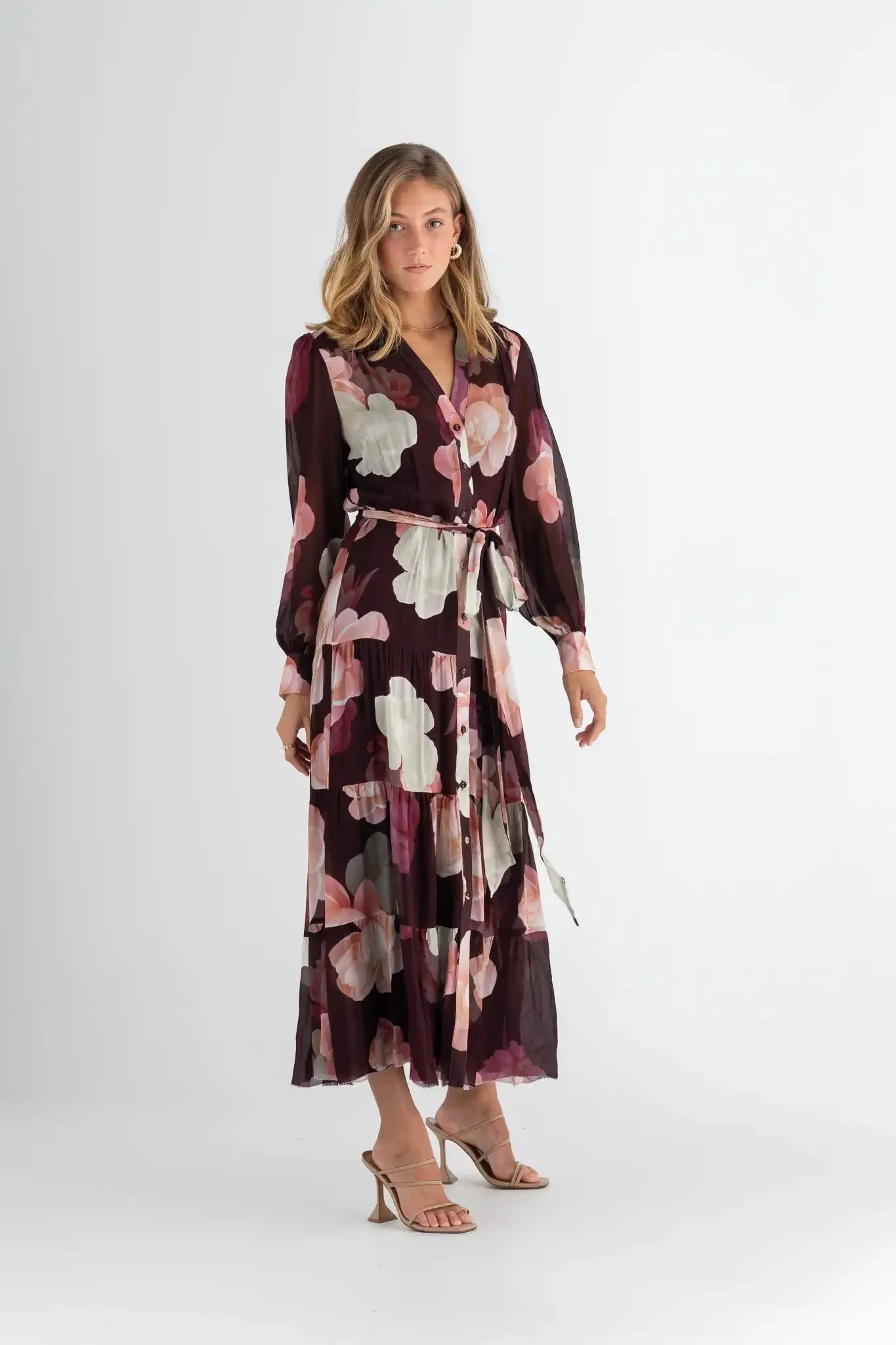 Pasduchas Memoirs Shirt Midi Dress - Dark Cherry - Image 3