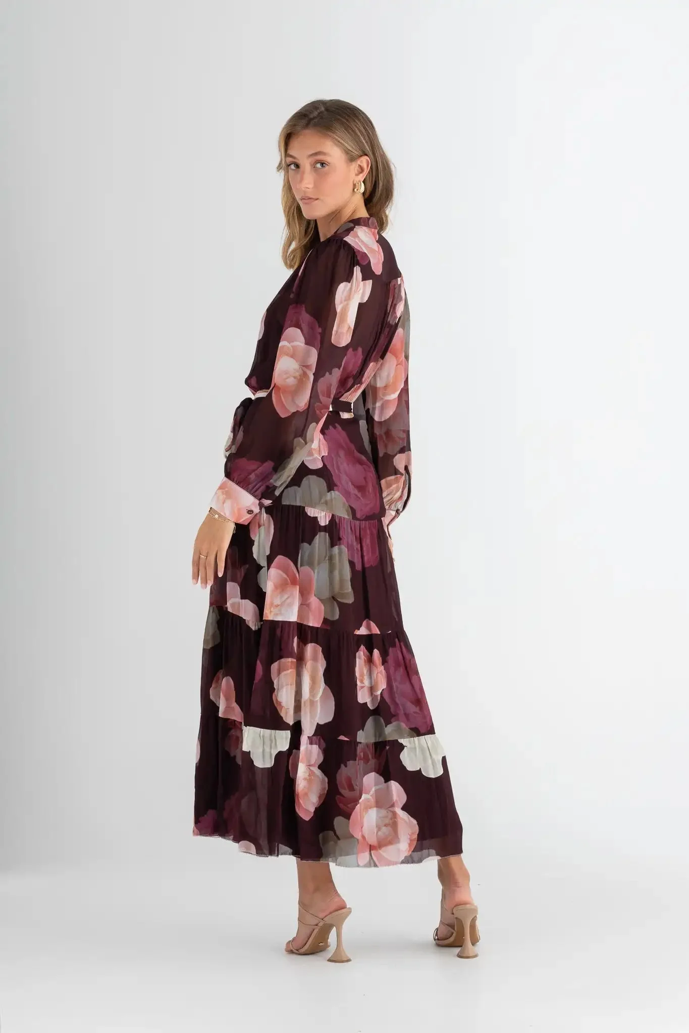 Pasduchas Memoirs Shirt Midi Dress - Dark Cherry - Image 4