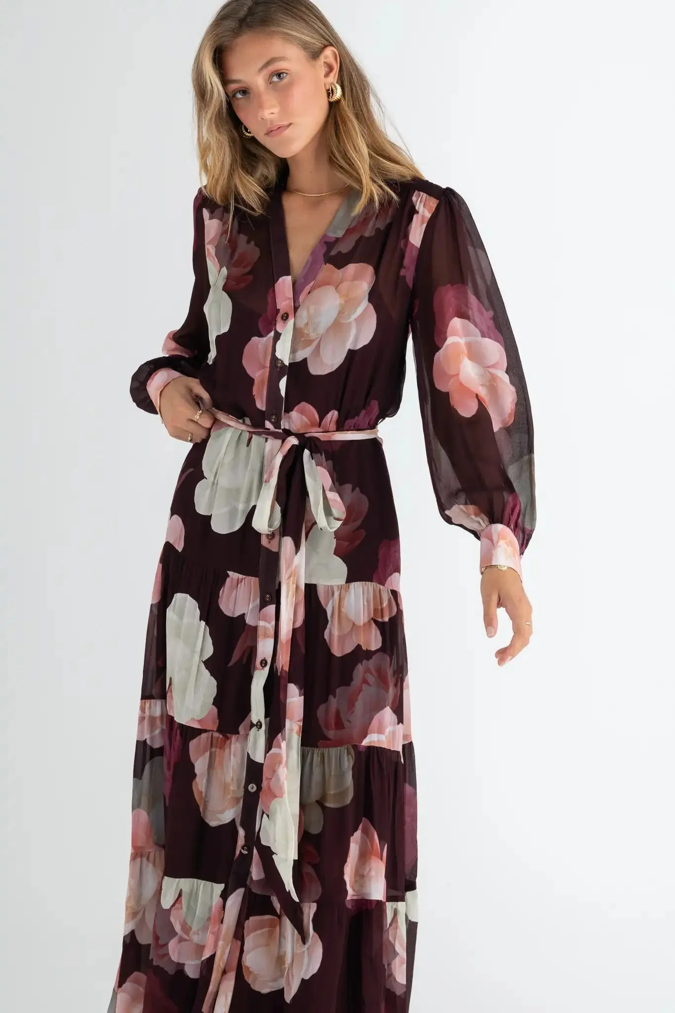 Pasduchas Memoirs Shirt Midi Dress - Dark Cherry - Image 5