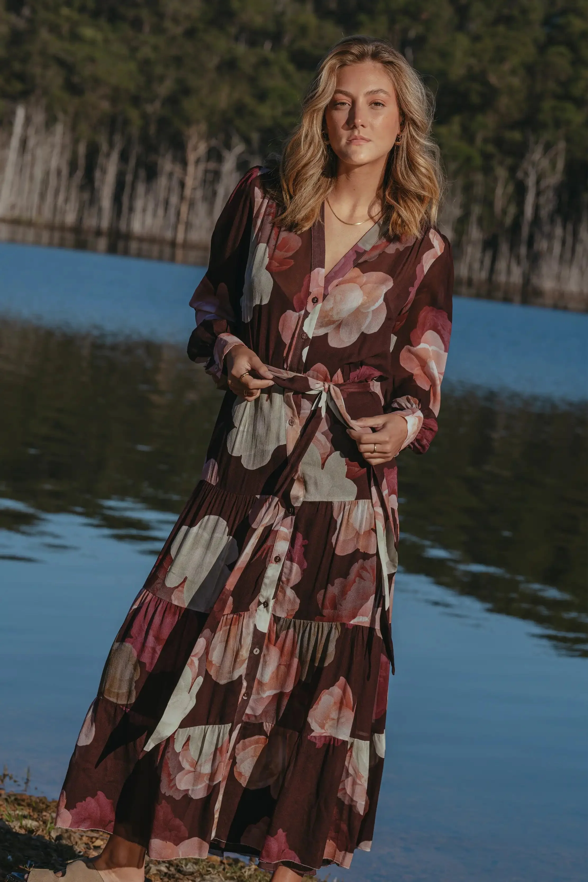 Pasduchas Memoirs Shirt Midi Dress - Dark Cherry - Image 6