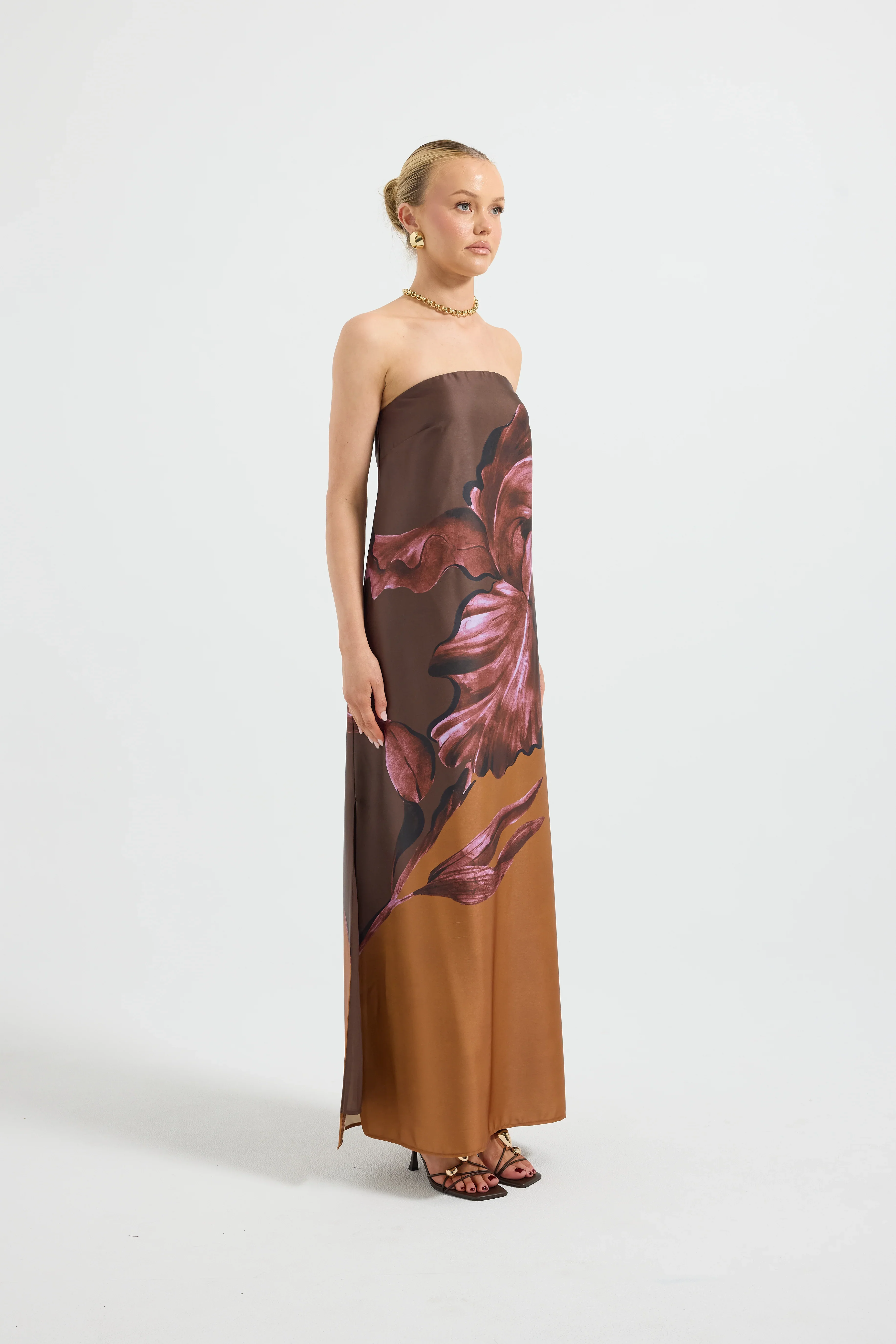 Pasduchas Moonflower Column Maxi Dress - Fudge Floral - Image 3