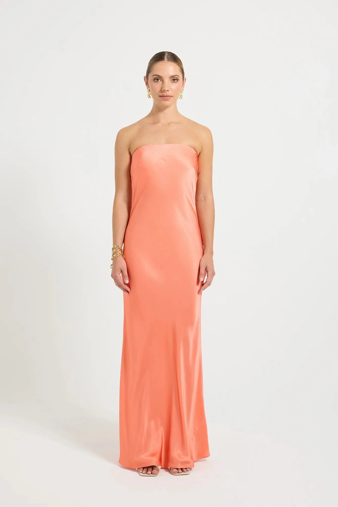 Pasduchas Quin Strapless Maxi Dress - Tangerine