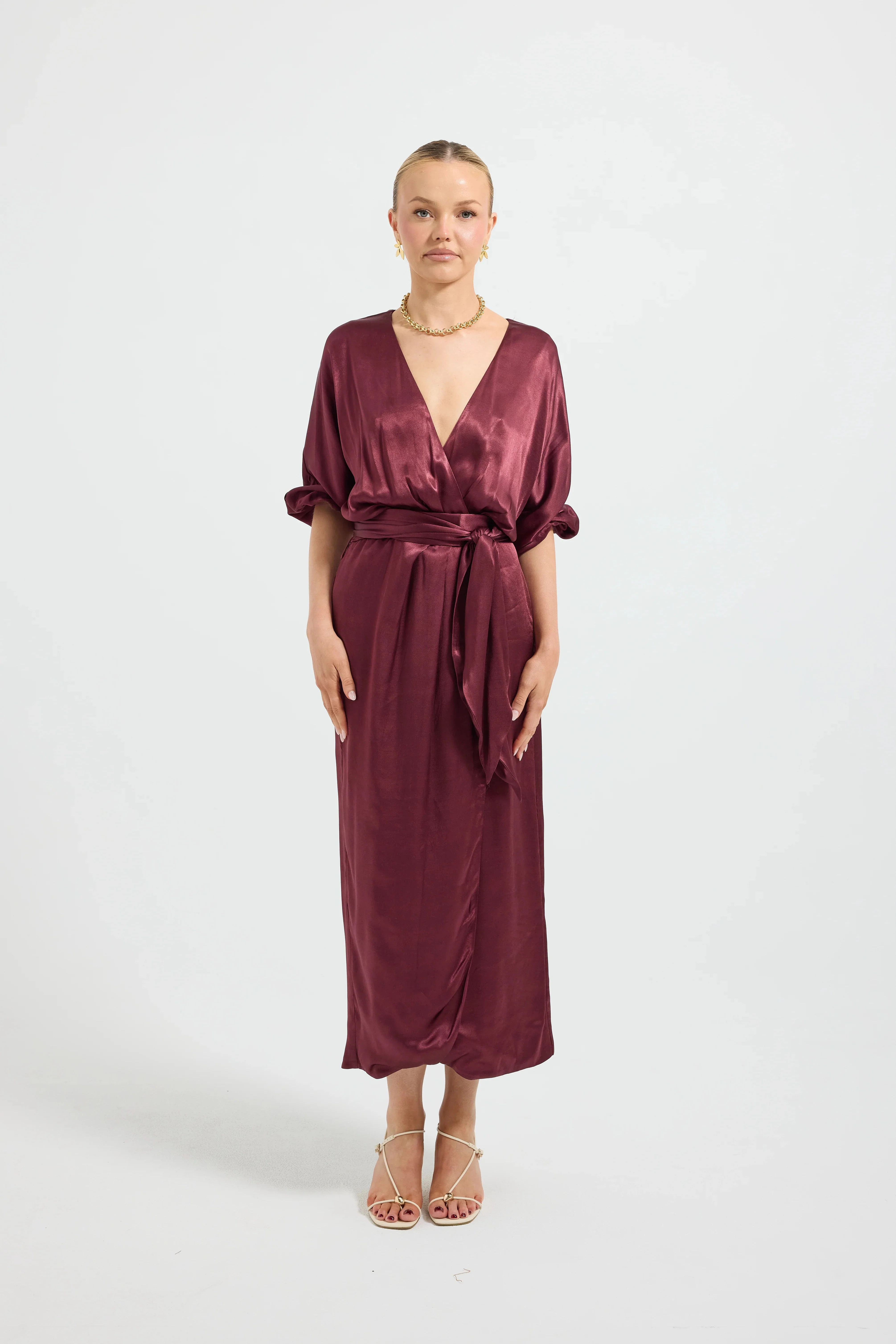 Pasduchas Quinn Wrap Midi Dress - Cherries Jubilee