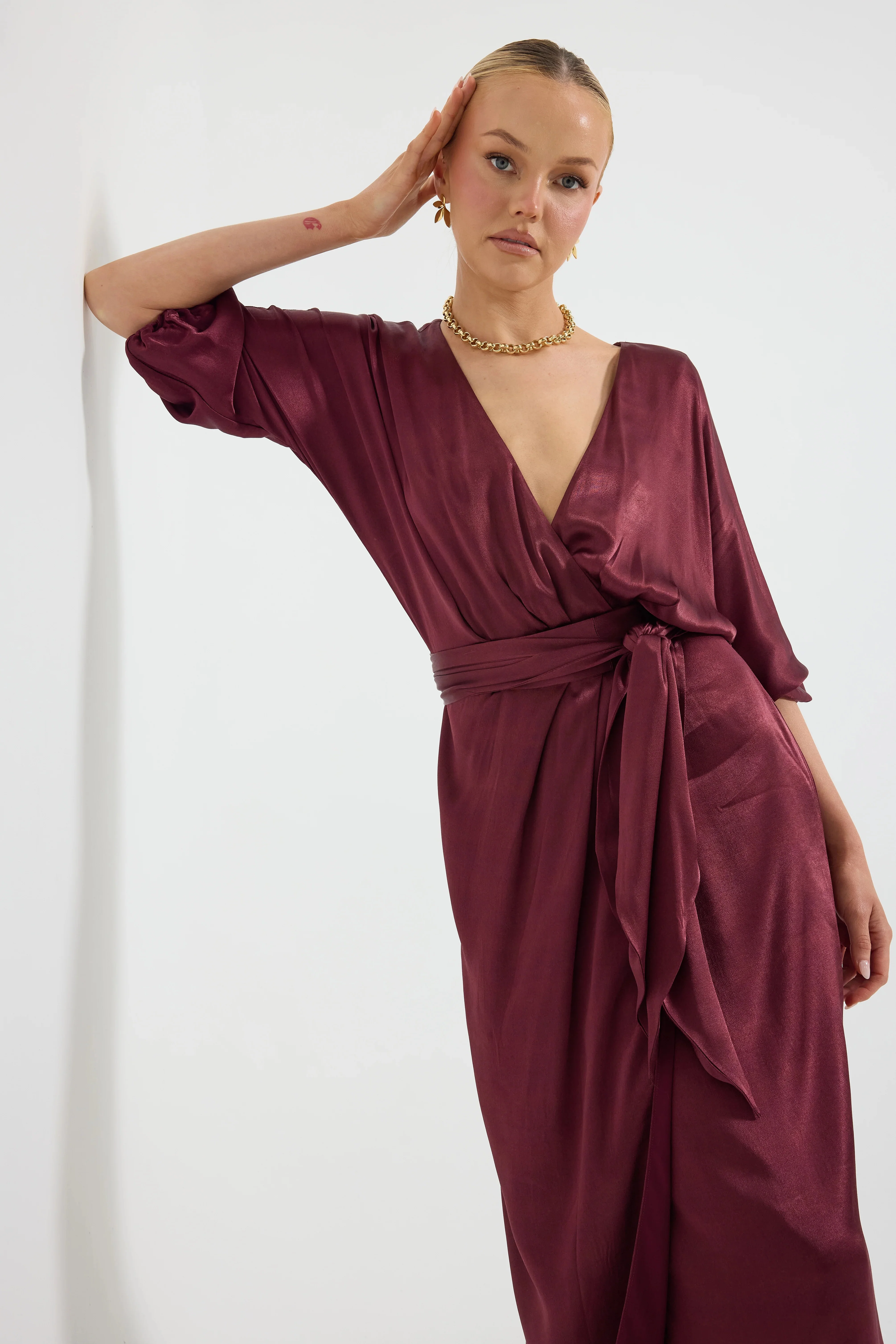 Pasduchas Quinn Wrap Midi Dress - Cherries Jubilee - Image 3