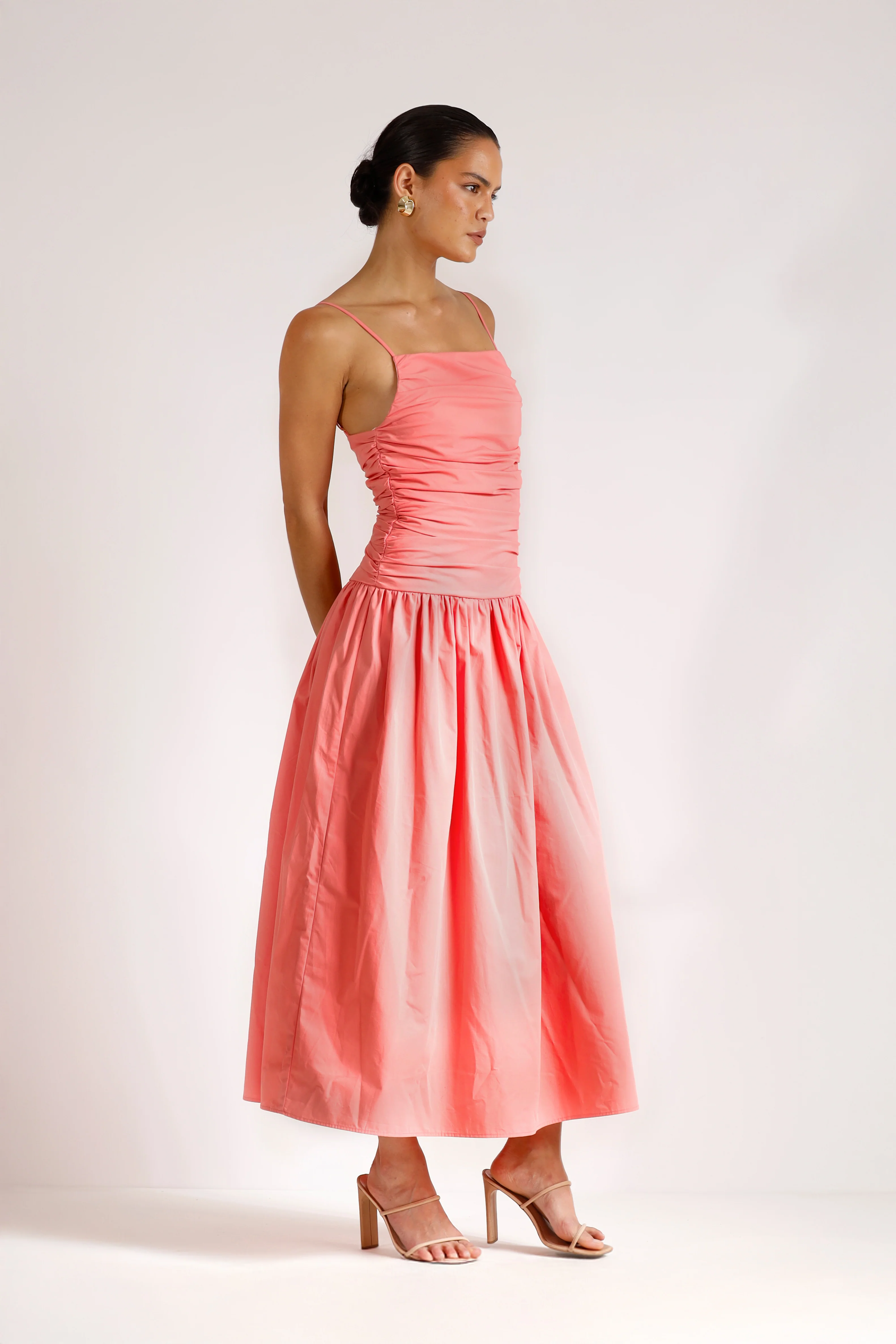 Pasduchas Roamer Rouched Midi Dress - Punch Pink - Image 3