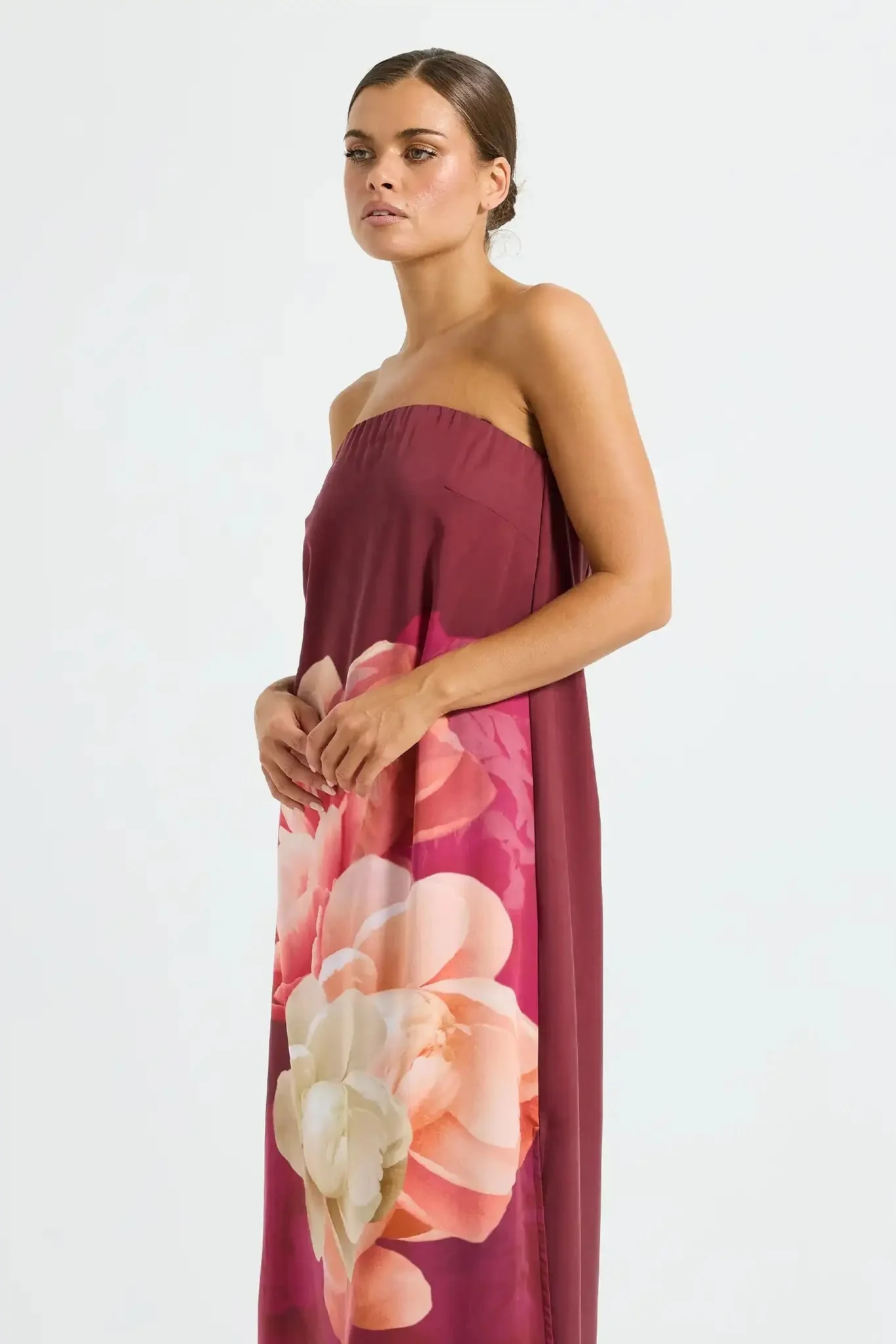 Pasduchas Romance Strapless Maxi Dress - Dark Cherry - Image 2