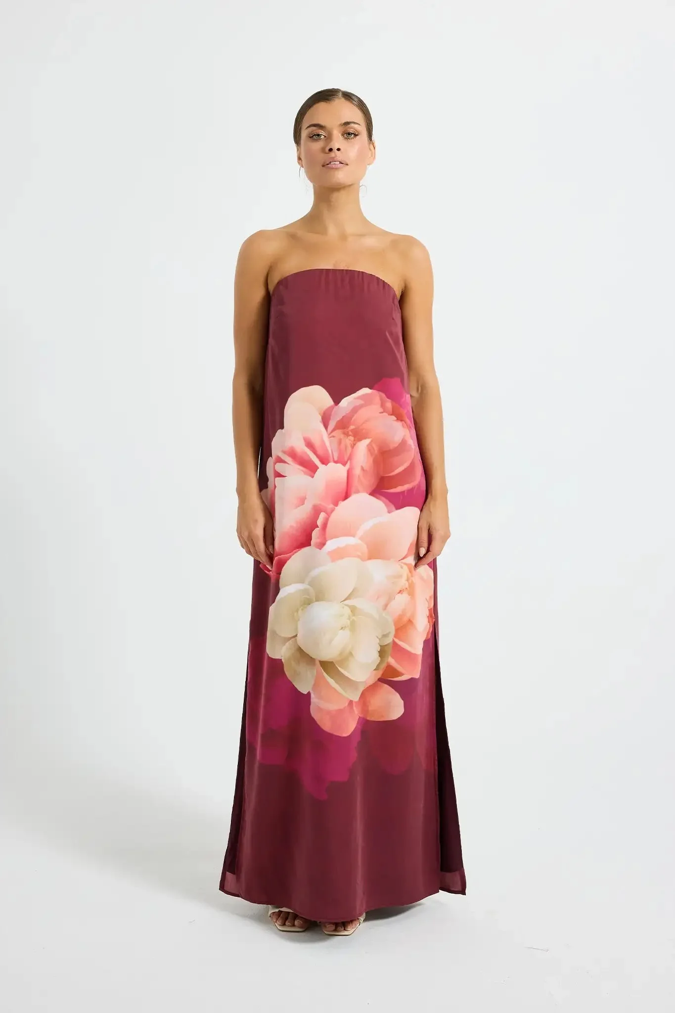 Pasduchas Romance Strapless Maxi Dress - Dark Cherry - Image 4