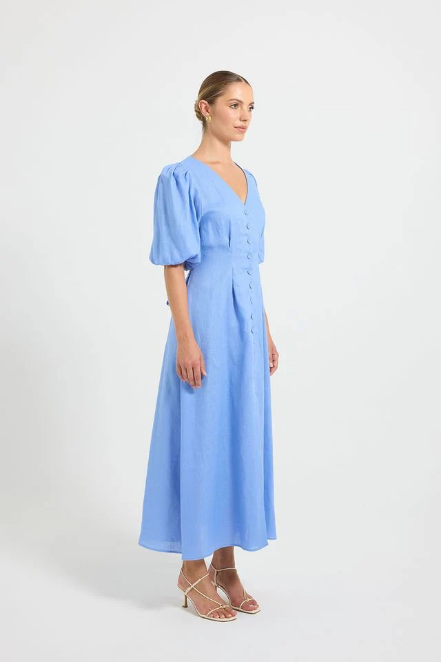 Pasduchas Vera Button Midi Dress - Ocean - Image 2