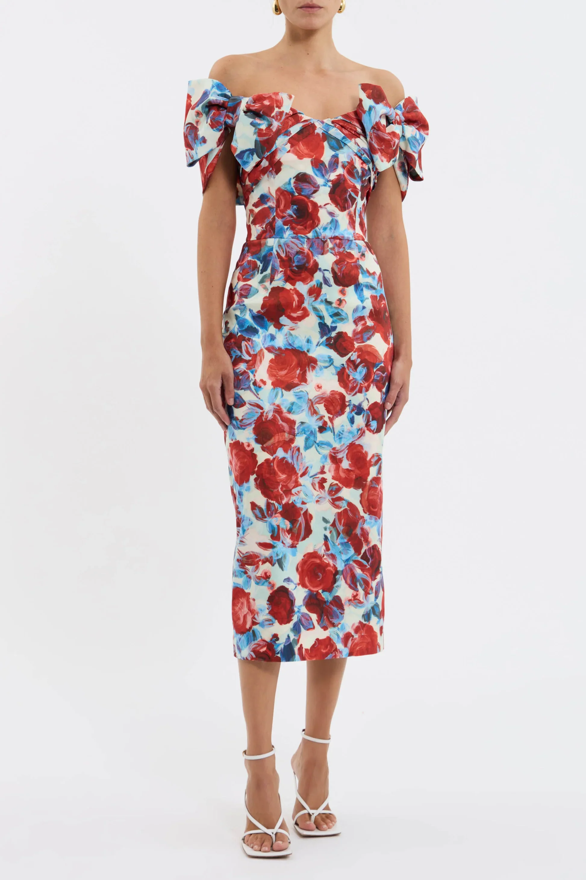 Rebecca Vallance Fleurette Midi Dress - Red Poppy Fields