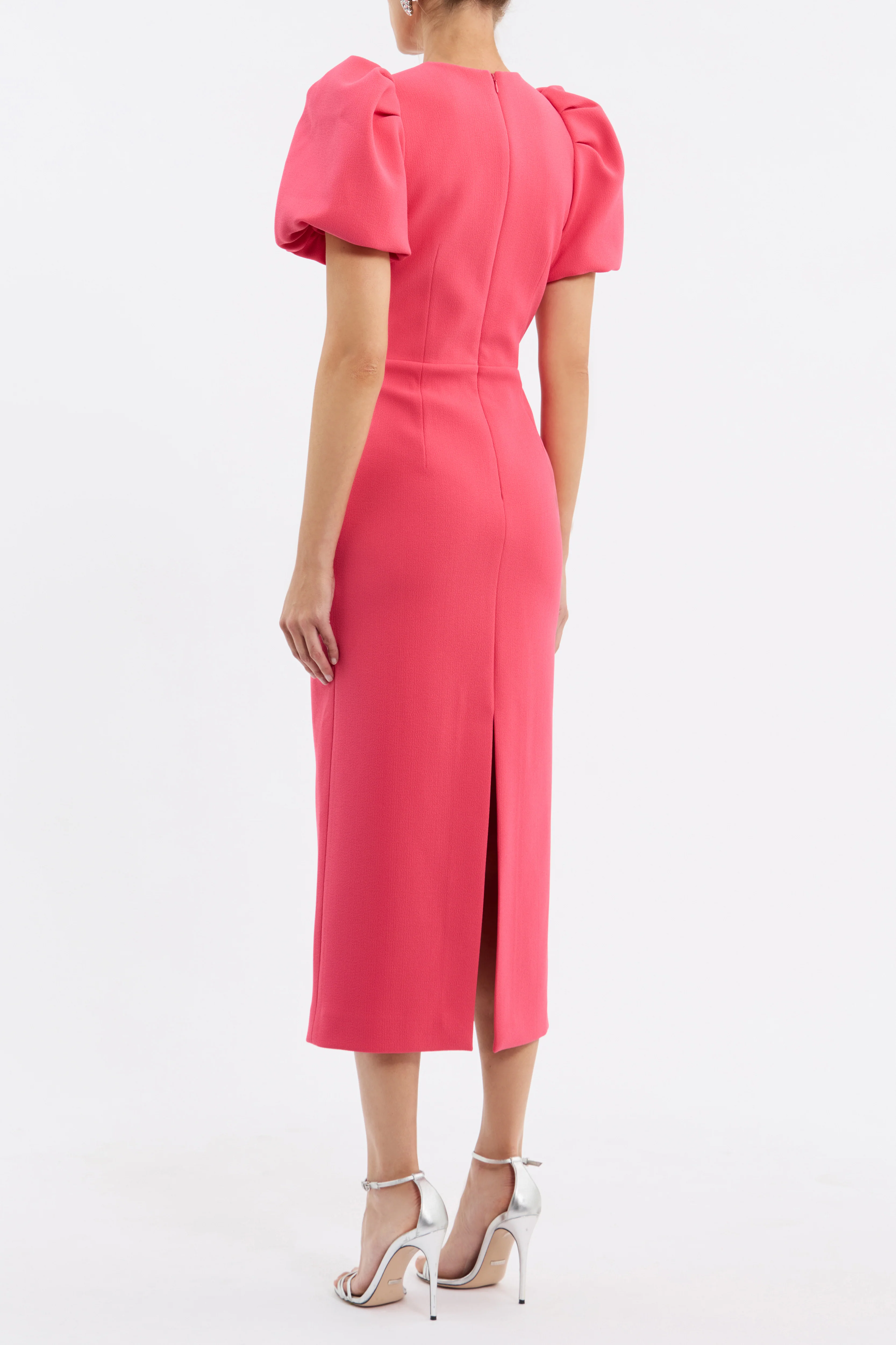 Rebecca Vallance Posey Puff Sleeve Midi Dress - Coral - Image 3