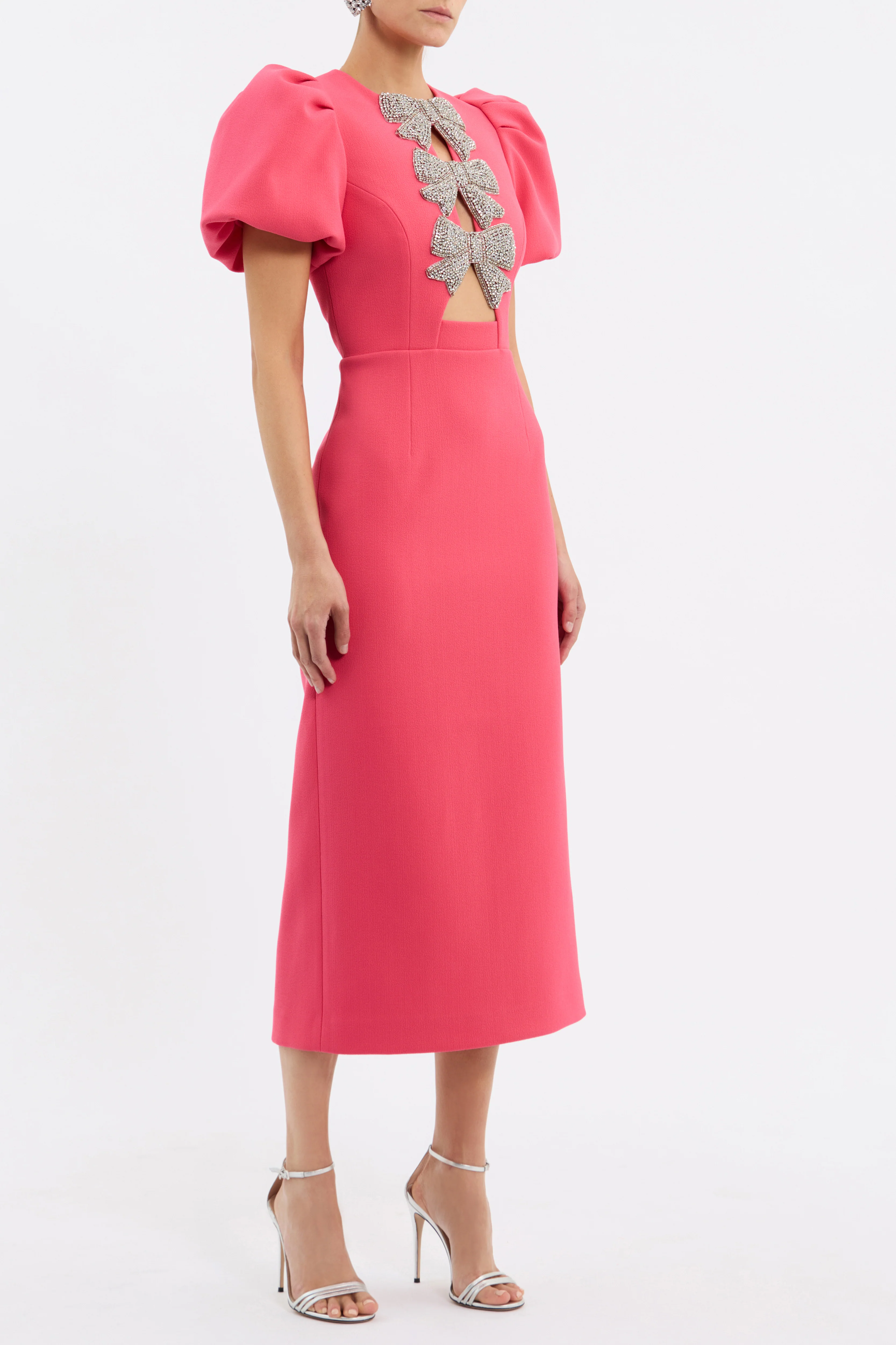 Rebecca Vallance Posey Puff Sleeve Midi Dress - Coral - Image 5