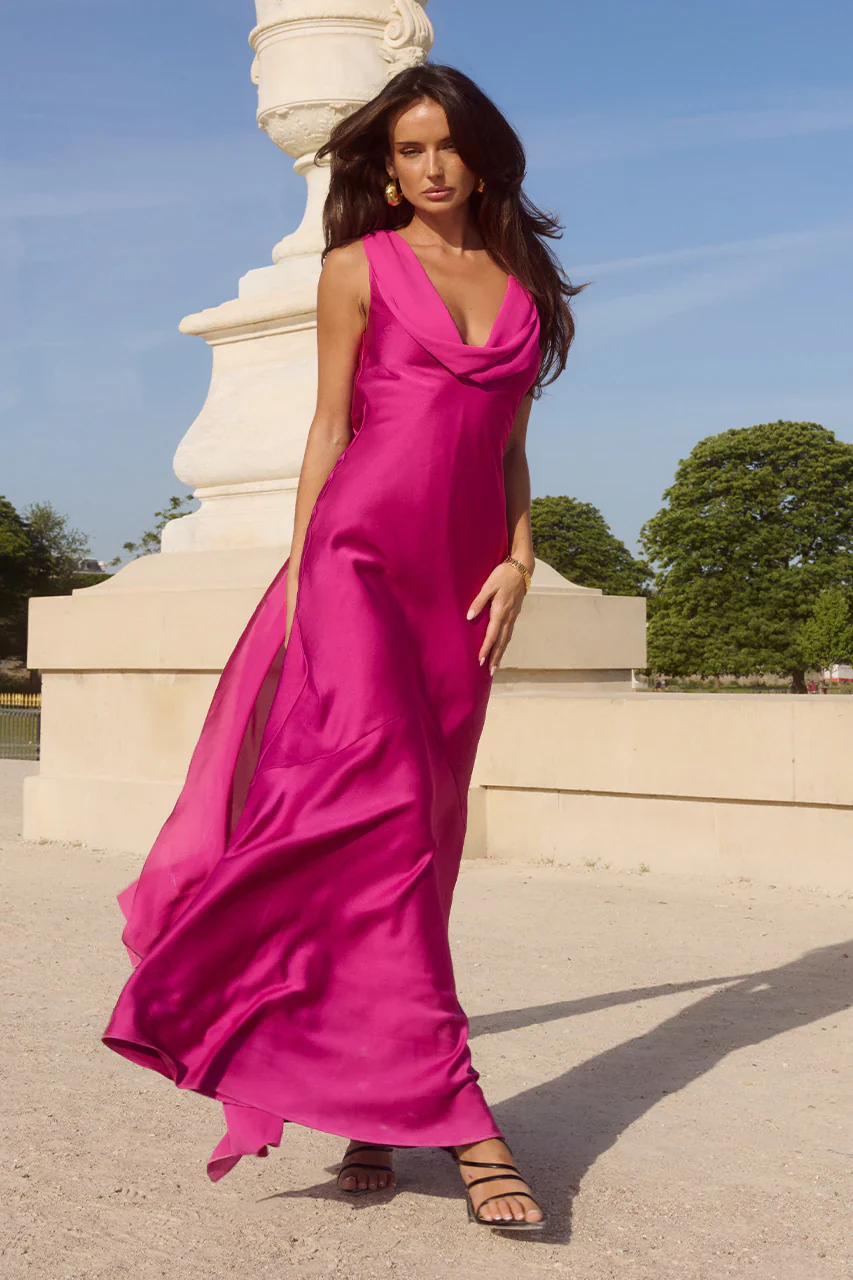 Runaway the Label Gabriella Cowl Maxi Dress - Fuchsia - Image 4