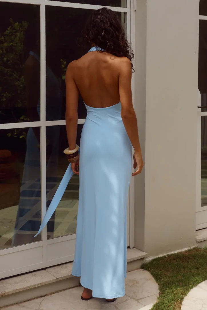 Runaway the Label Kaeli Tie Front Maxi Dress - Sky Blue - Image 5