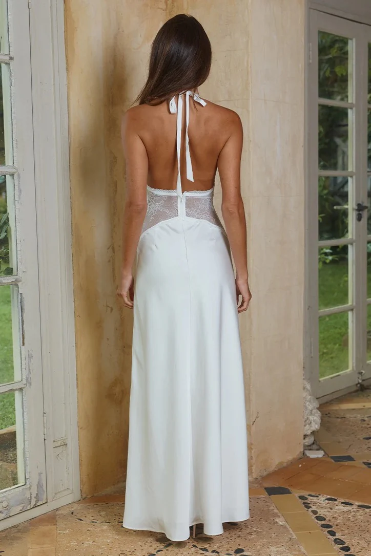 Runaway the Label Lilith Halter Maxi Dress - Pearl - Image 5