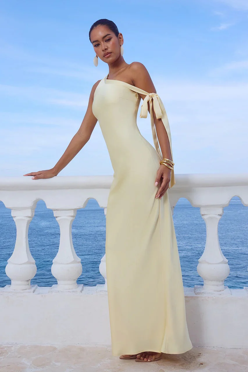 Runaway the Label Viola One Shoulder Dress - Butter Milk - Image 5