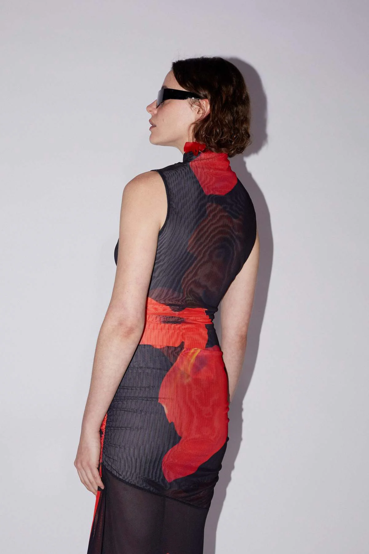 Saemdi Floral Printed Mesh Dress - Black Multi - Image 6