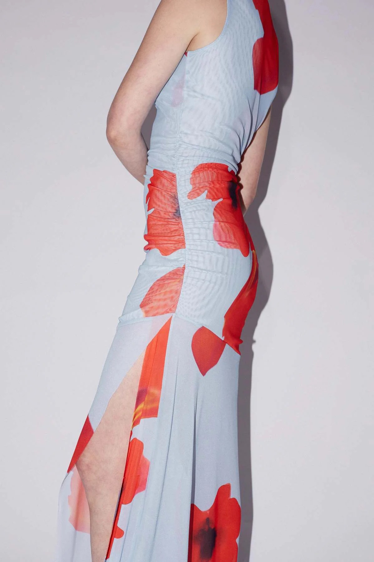 Saemdi Floral Printed Mesh Dress - Blue Multi - Image 5
