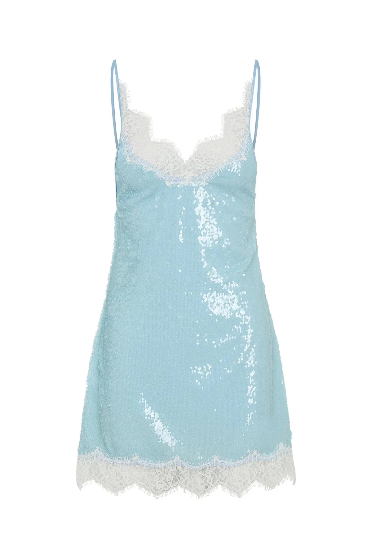 Sneaky Link Blair Sequin Lace Mini Dress - Blue - Image 6