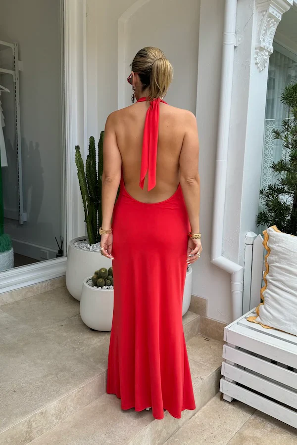 Sneaky Link Saint Plunge Maxi Dress - Red - Image 3
