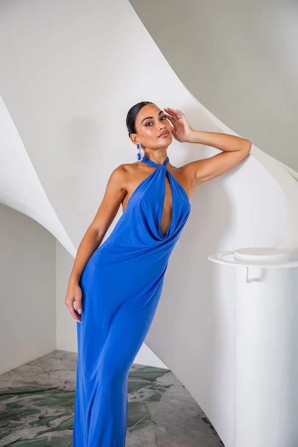 Sneaky Link Saint Plunge Maxi Dress - Sapphire - Image 3