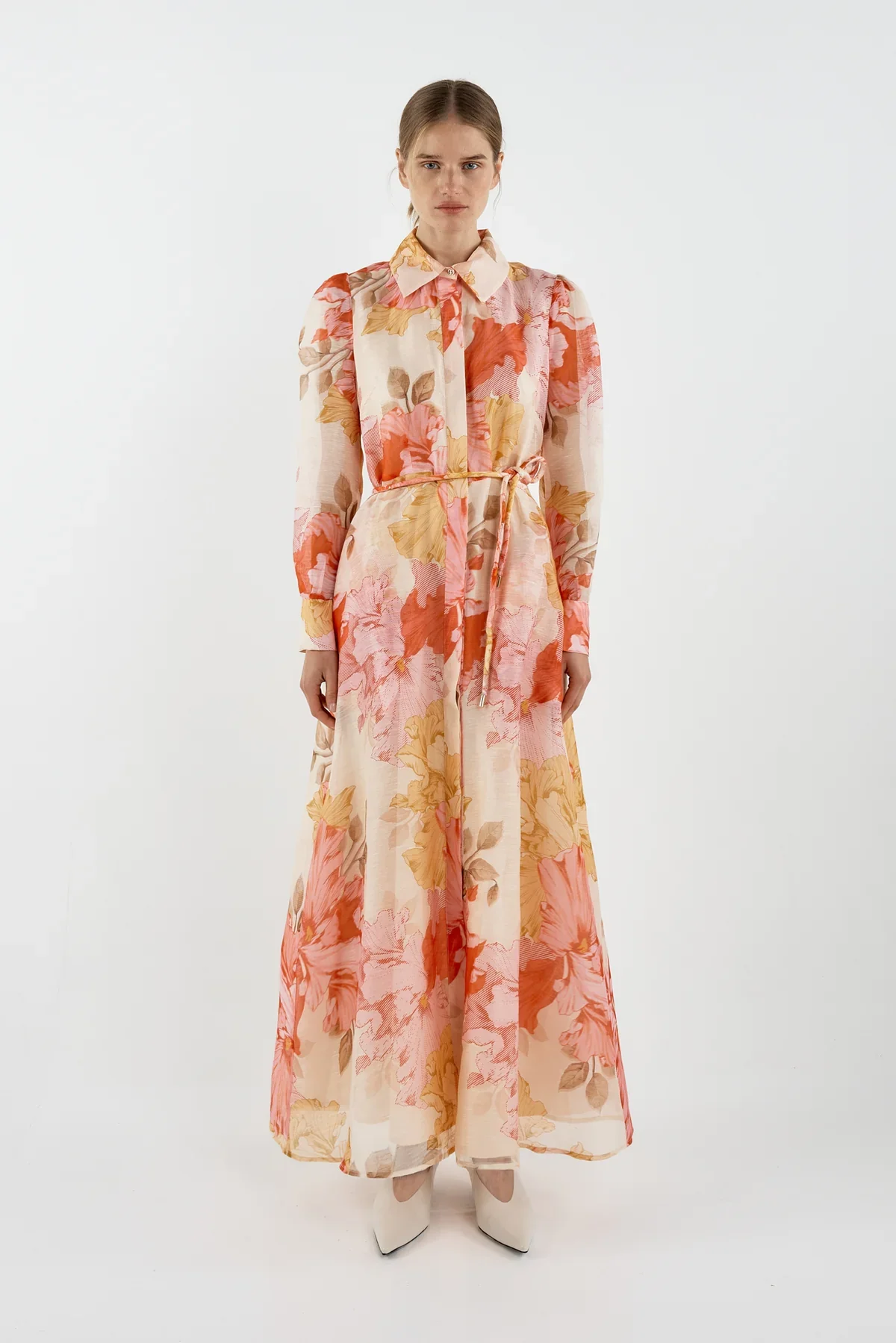 Sofia Irina Julie Maxi Shirt Dress - Red Pink Floral