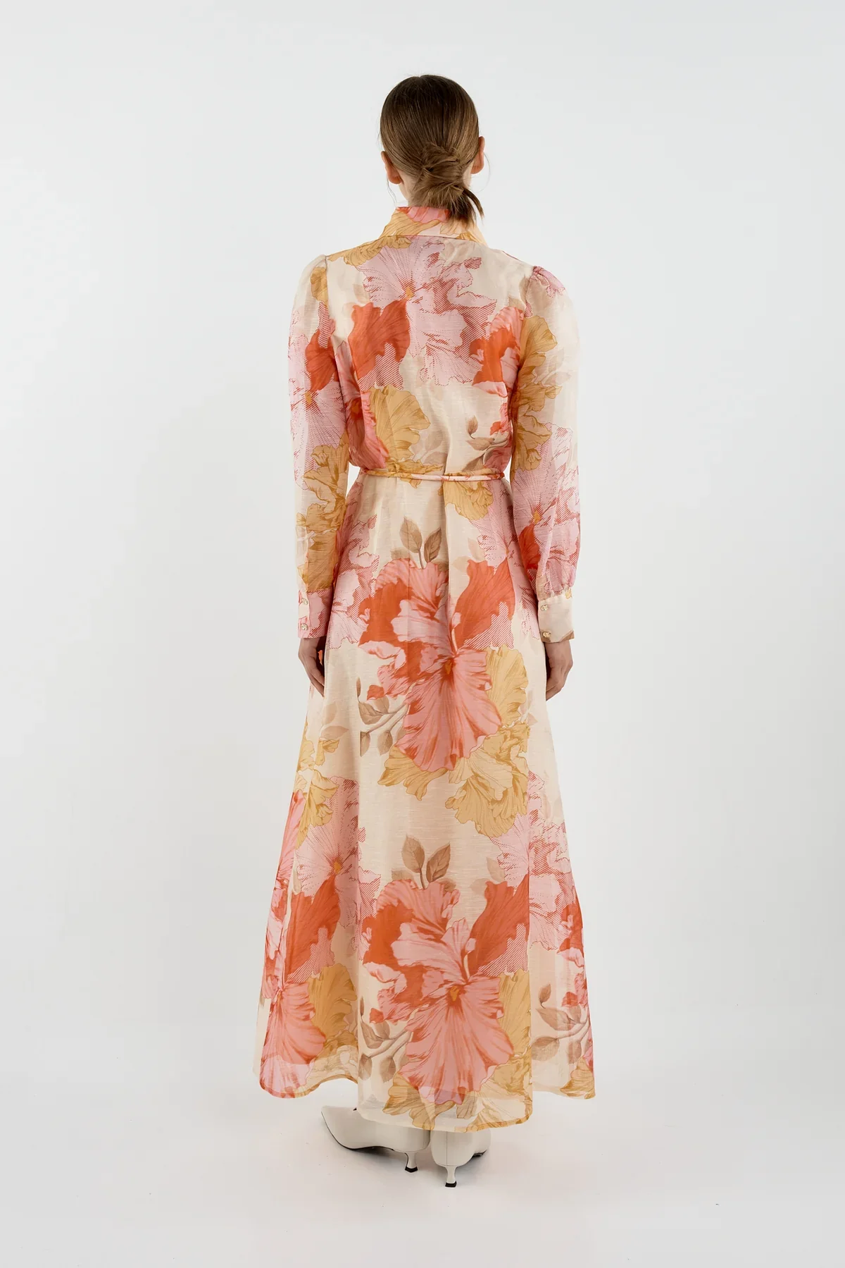 Sofia Irina Julie Maxi Shirt Dress - Red Pink Floral - Image 2