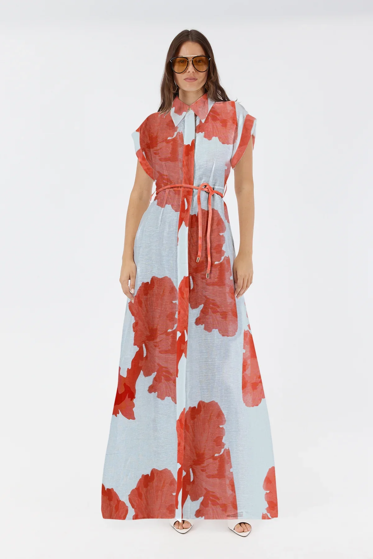 Sofia Irina Leanne Maxi Shirt Dress - Red Floral