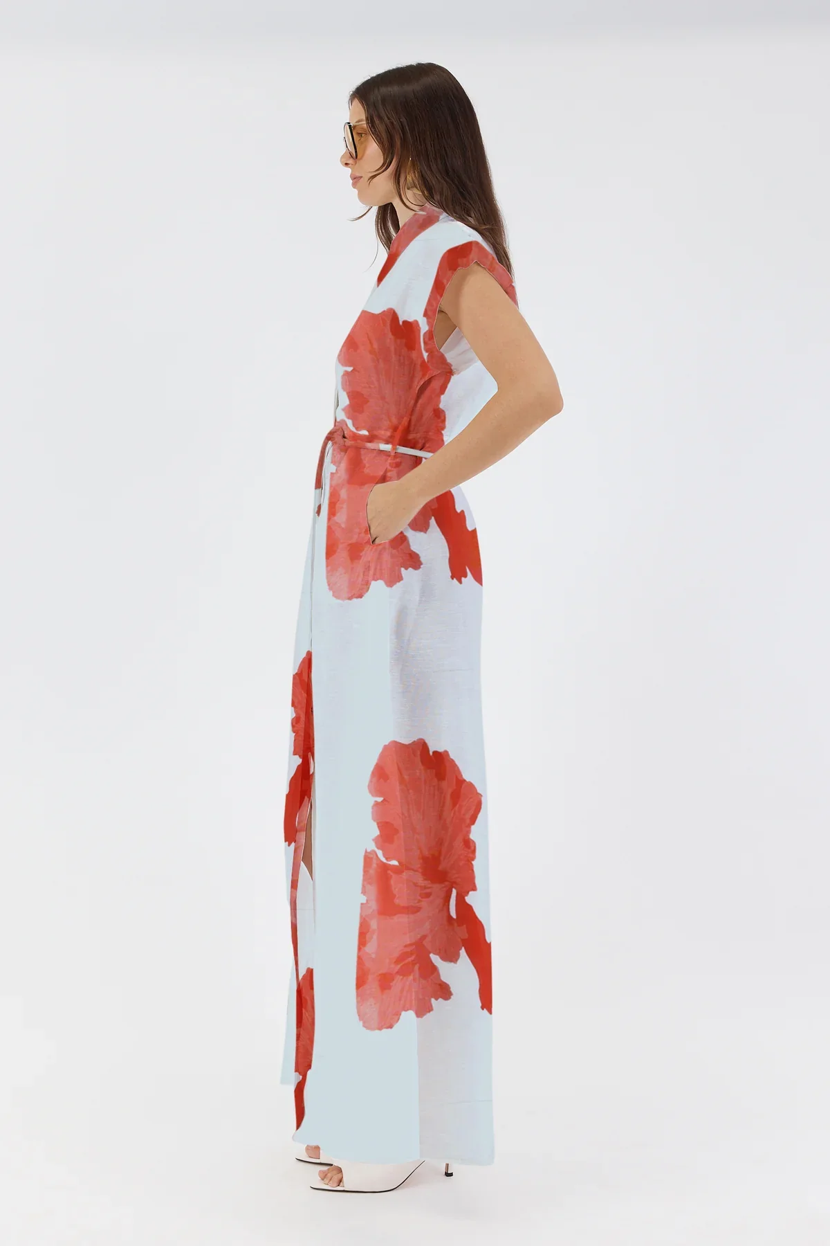 Sofia Irina Leanne Maxi Shirt Dress - Red Floral - Image 2