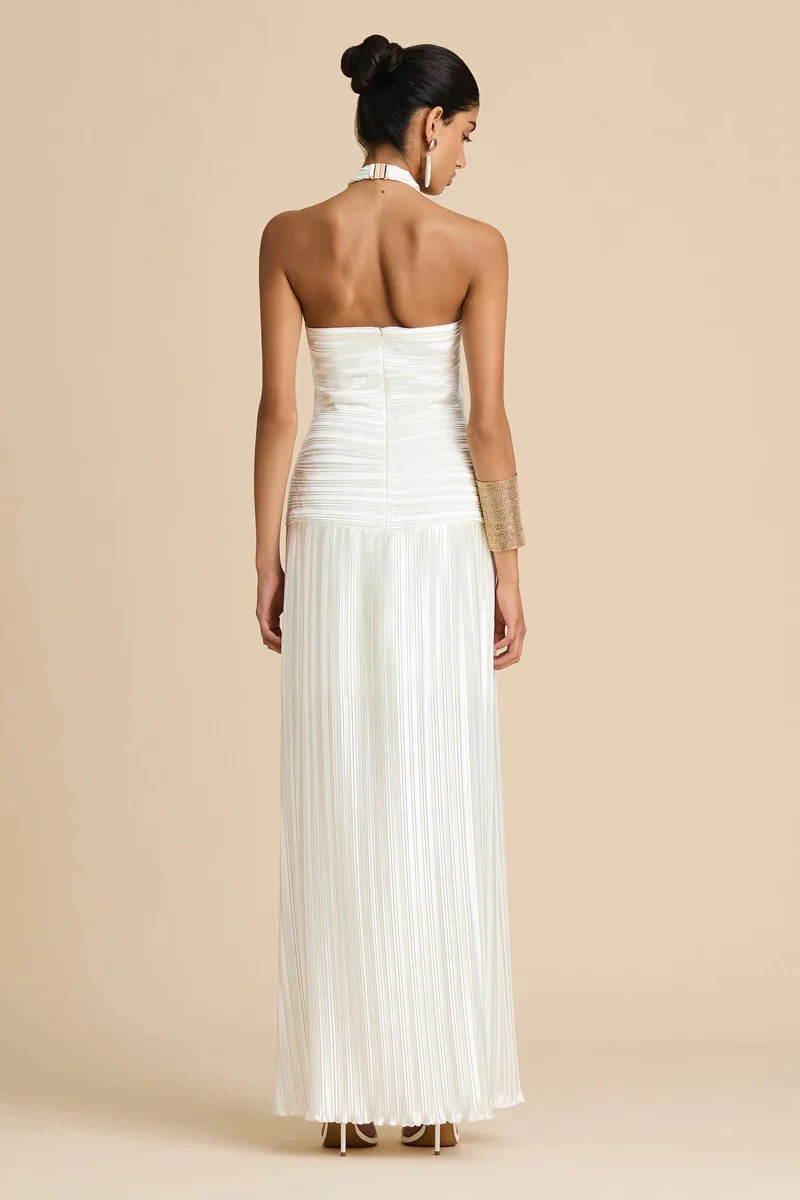 Sonya Ariana Plissé Dress - Off White - Image 2
