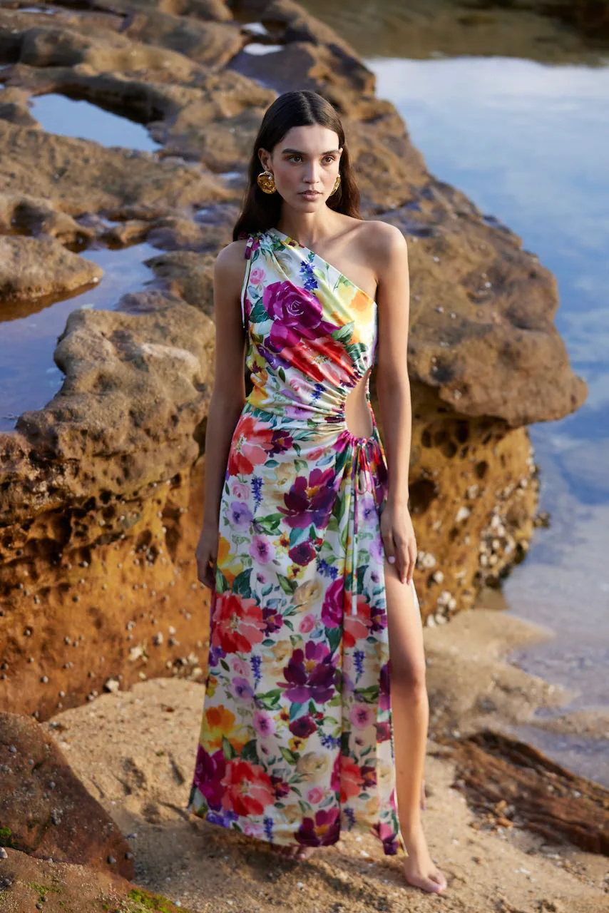 Sonya Nour Midi Dress - Floral Watercolour Print - Image 2