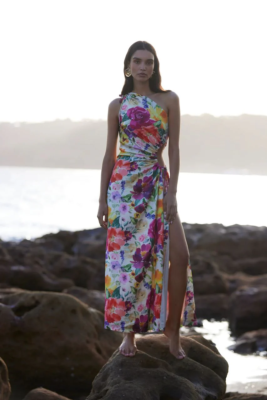 Sonya Nour Midi Dress - Floral Watercolour Print - Image 5
