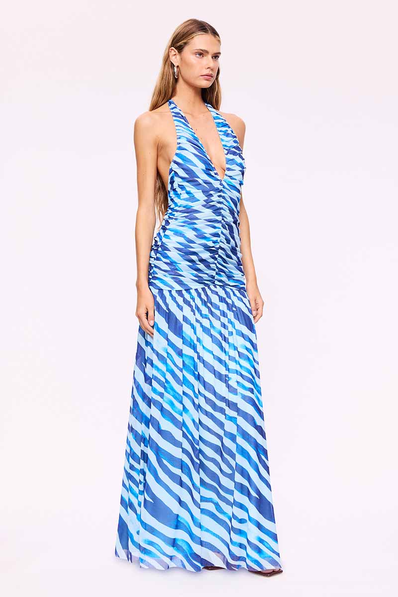 Suboo Aleks Zebra Halter Maxi Dress - Blue Zebra - Image 2