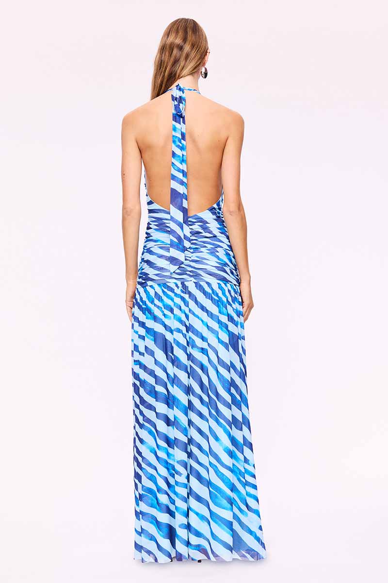Suboo Aleks Zebra Halter Maxi Dress - Blue Zebra - Image 3