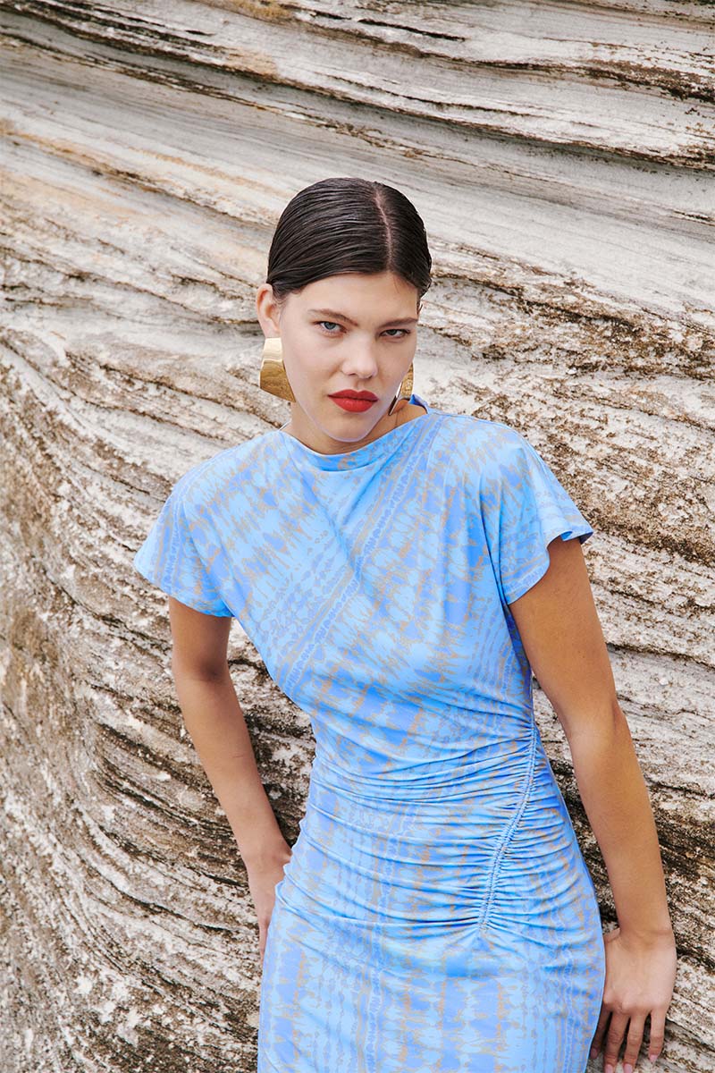 Suboo Claudia Short Sleeve Maxi Dress - Ice Blue - Image 3