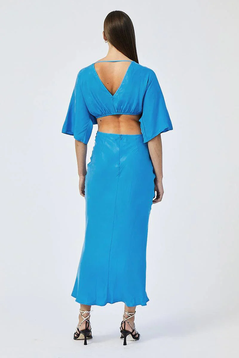 Suboo Hannah Rouched Cross Over Midi Dress - Lapis Blue - Image 3
