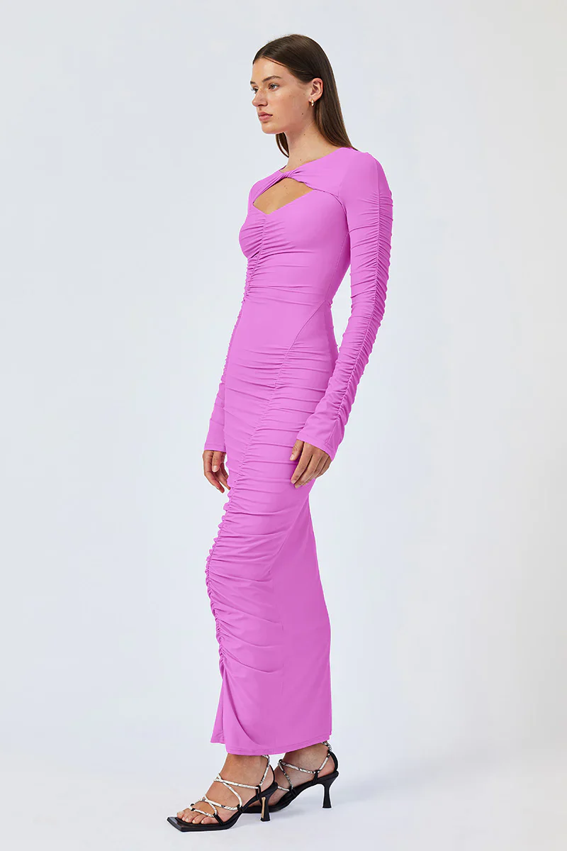 Suboo Ivy Long Sleeve Rouched Dress - Fuchsia - Image 3