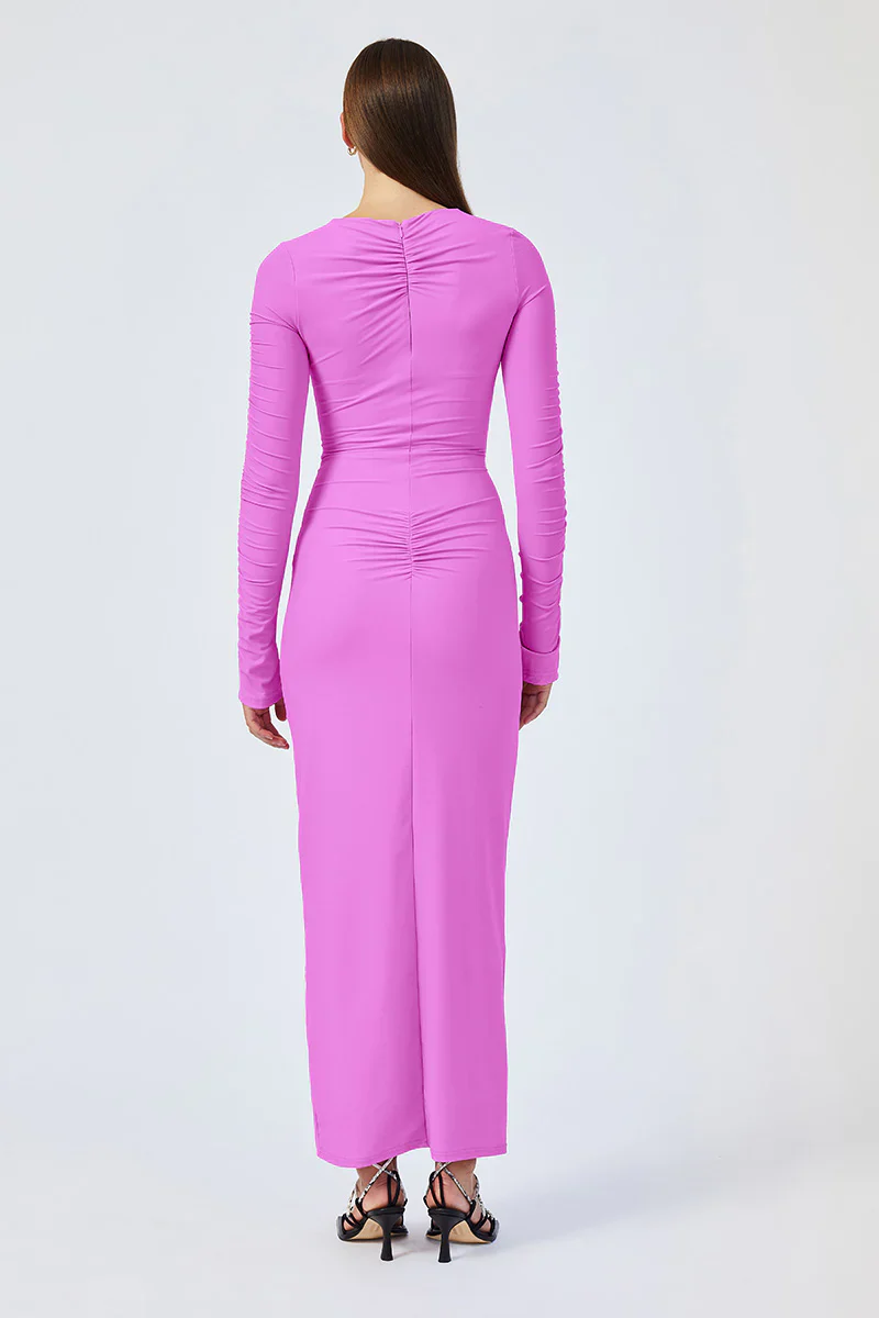 Suboo Ivy Long Sleeve Rouched Dress - Fuchsia - Image 4