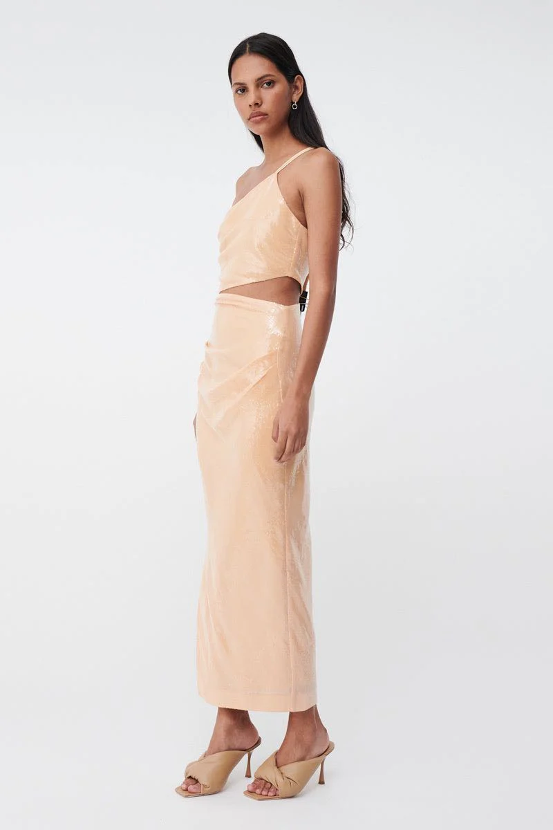 Suboo Marcel Draped Sequin Cutout Maxi Dress - Nude - Image 2