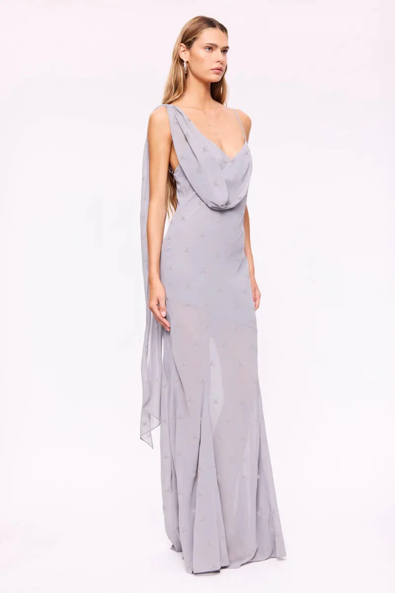 Suboo Marina Beaded Cowl Neck Gown - Slate - Image 2