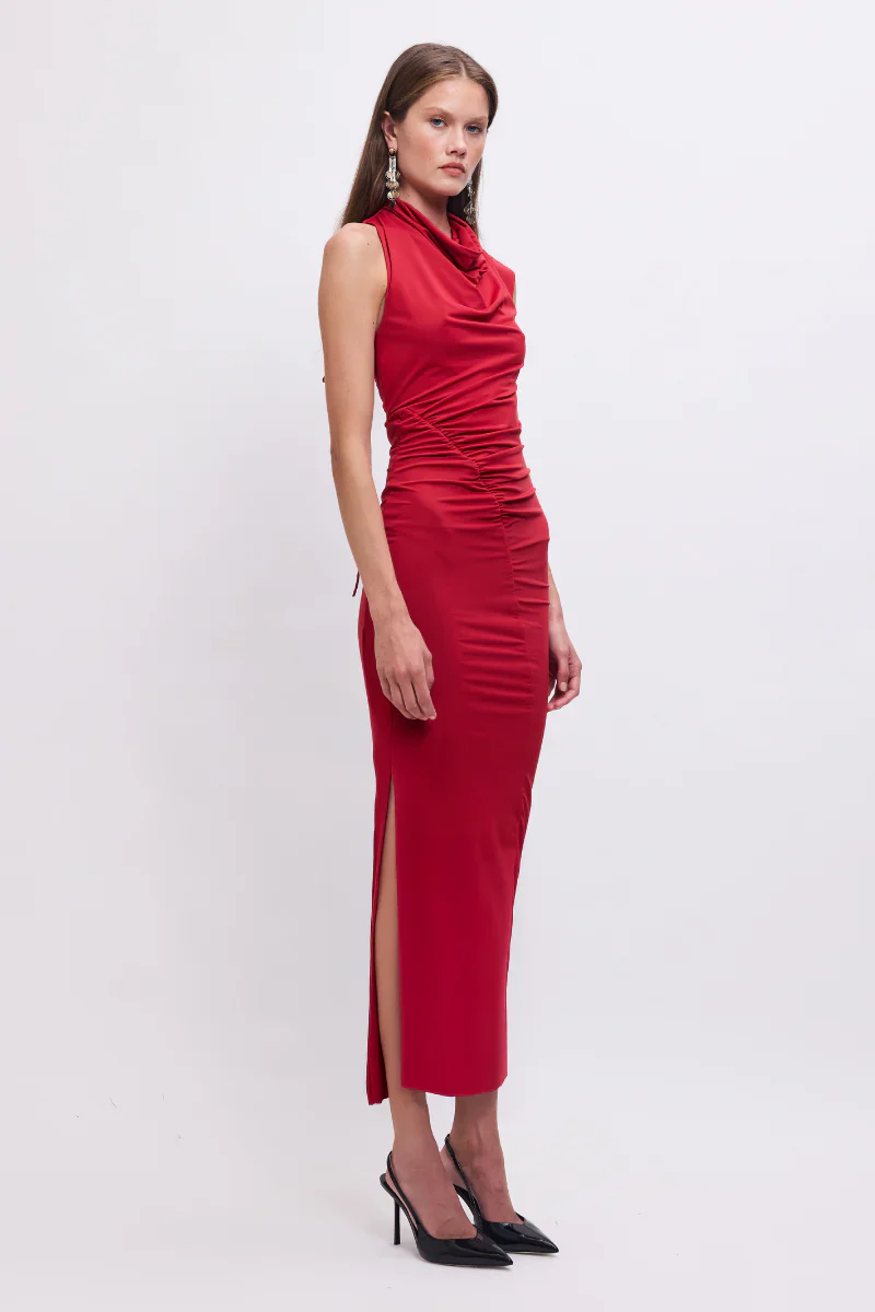 Suboo Phoebe Cowl-Neck Maxi Dress - Red - Image 2