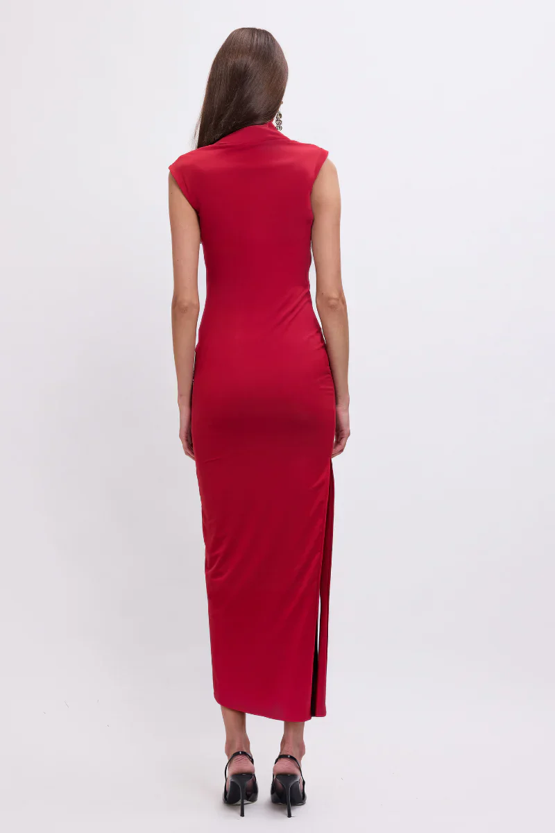 Suboo Phoebe Cowl-Neck Maxi Dress - Red - Image 4